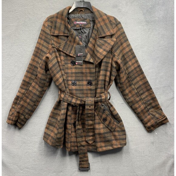 Urban Republic Jackets & Blazers - Urban Republic Collection Women's Jacket Plaid Check Belted Brown Size 1X NEW